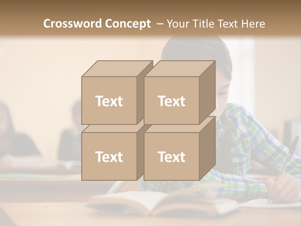 A Young Girl Sitting At A Desk With A Book In Front Of Her PowerPoint Template