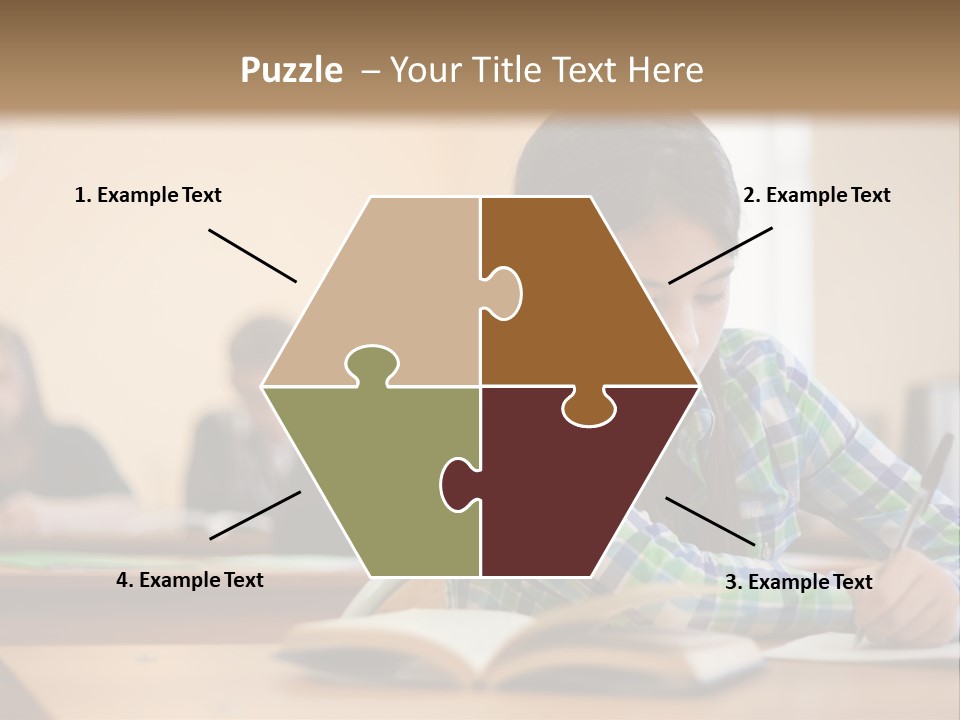 A Young Girl Sitting At A Desk With A Book In Front Of Her PowerPoint Template