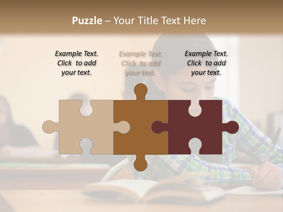 A Young Girl Sitting At A Desk With A Book In Front Of Her PowerPoint Template