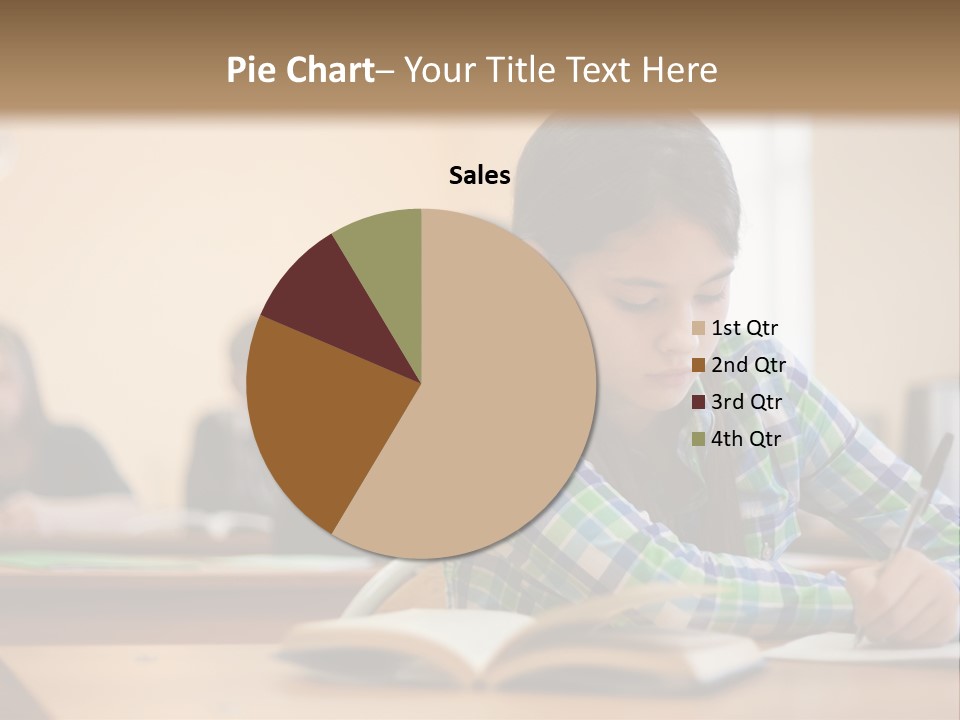 A Young Girl Sitting At A Desk With A Book In Front Of Her PowerPoint Template