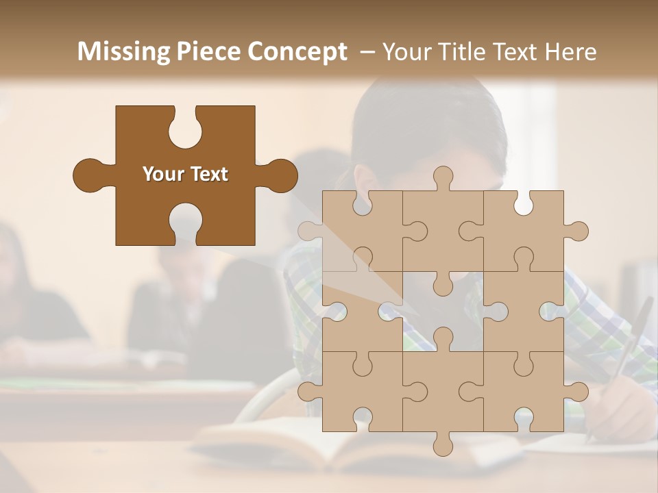 A Young Girl Sitting At A Desk With A Book In Front Of Her PowerPoint Template