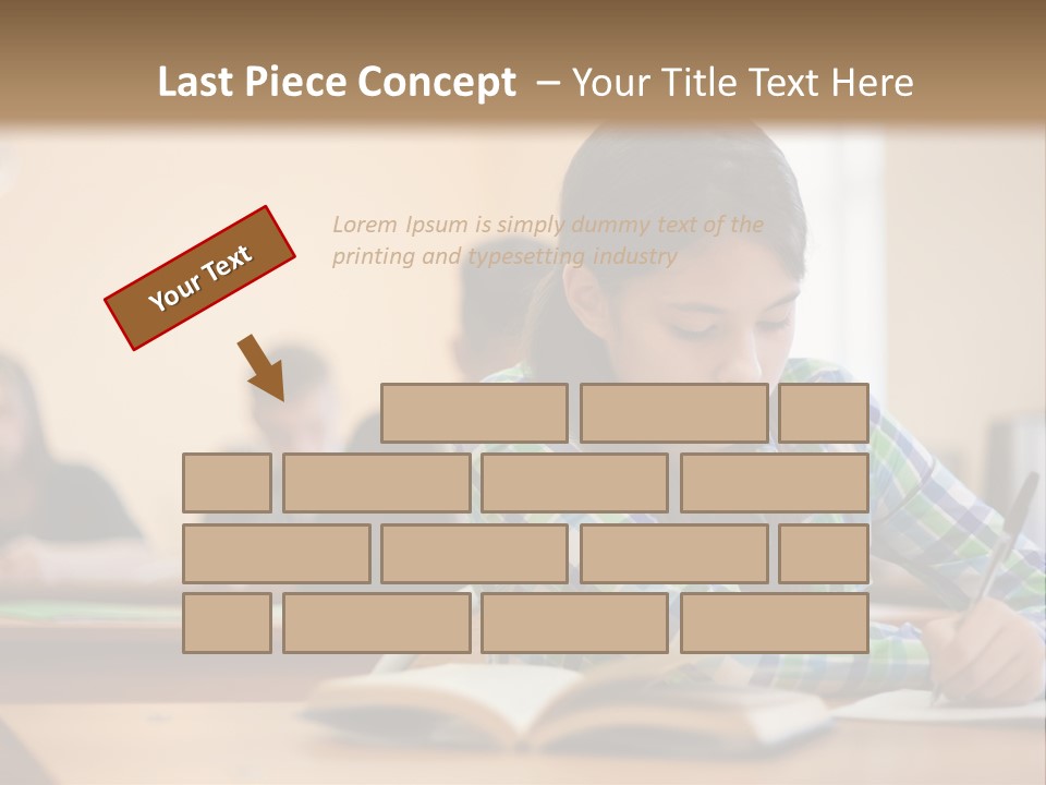 A Young Girl Sitting At A Desk With A Book In Front Of Her PowerPoint Template