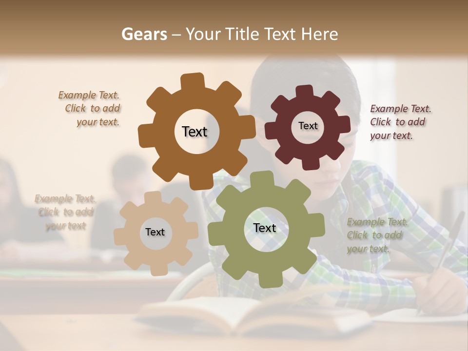 A Young Girl Sitting At A Desk With A Book In Front Of Her PowerPoint Template