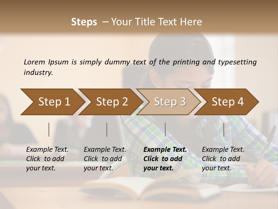 A Young Girl Sitting At A Desk With A Book In Front Of Her PowerPoint Template