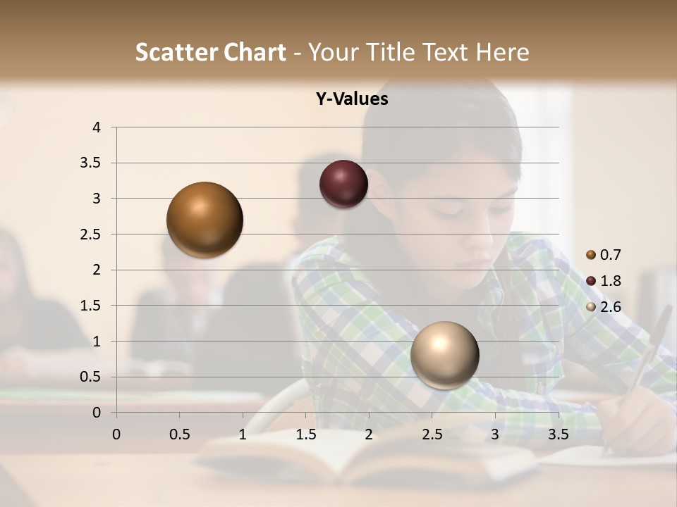 A Young Girl Sitting At A Desk With A Book In Front Of Her PowerPoint Template