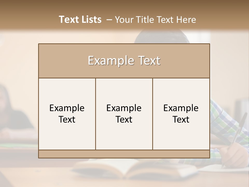 A Young Girl Sitting At A Desk With A Book In Front Of Her PowerPoint Template