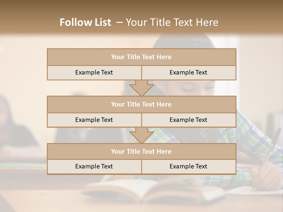 A Young Girl Sitting At A Desk With A Book In Front Of Her PowerPoint Template