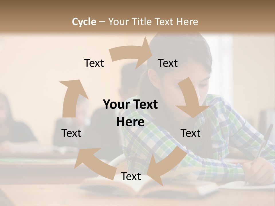 A Young Girl Sitting At A Desk With A Book In Front Of Her PowerPoint Template