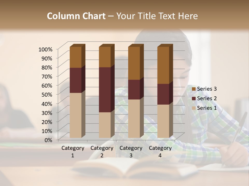 A Young Girl Sitting At A Desk With A Book In Front Of Her PowerPoint Template
