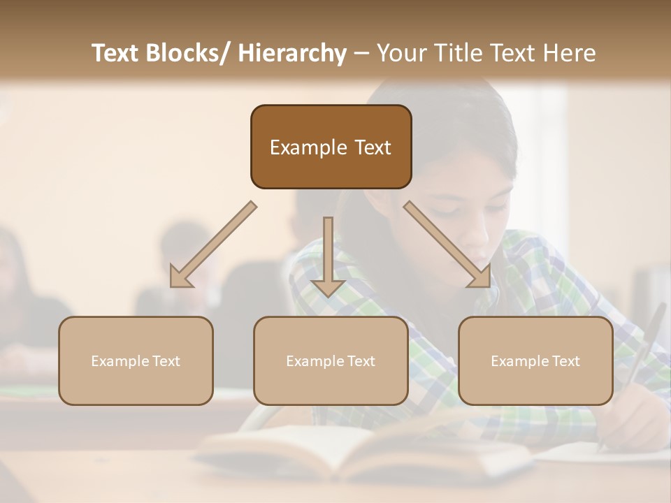 A Young Girl Sitting At A Desk With A Book In Front Of Her PowerPoint Template