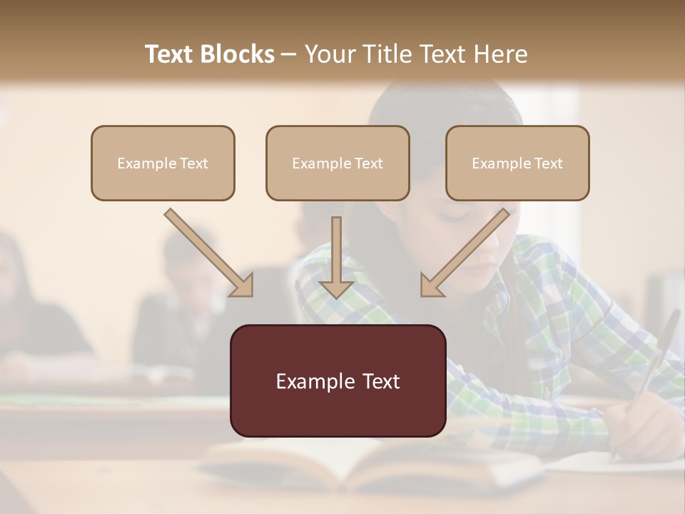 A Young Girl Sitting At A Desk With A Book In Front Of Her PowerPoint Template