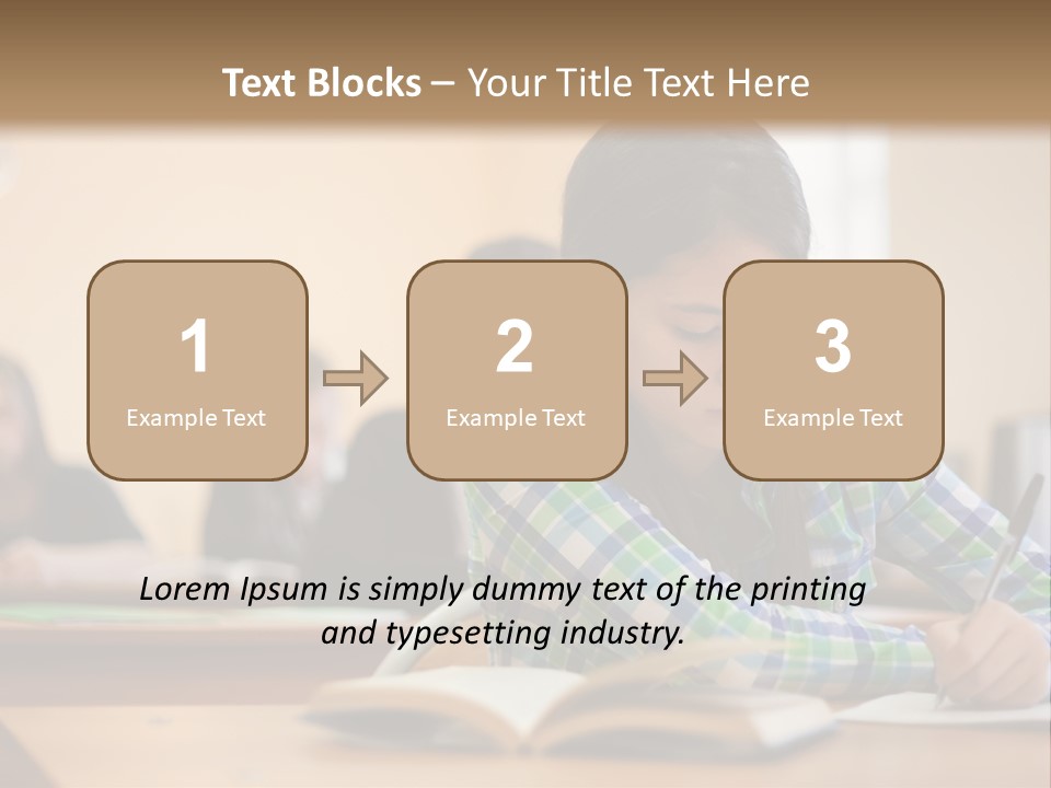 A Young Girl Sitting At A Desk With A Book In Front Of Her PowerPoint Template