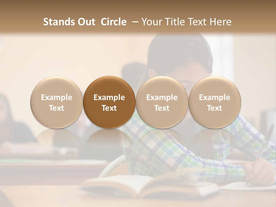 A Young Girl Sitting At A Desk With A Book In Front Of Her PowerPoint Template