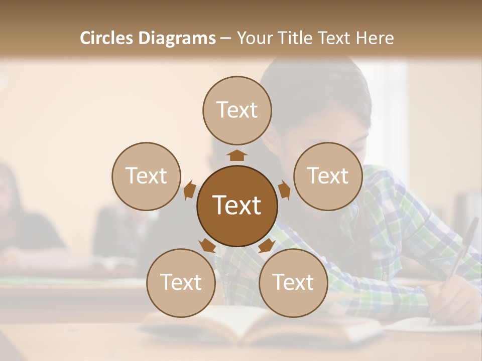 A Young Girl Sitting At A Desk With A Book In Front Of Her PowerPoint Template