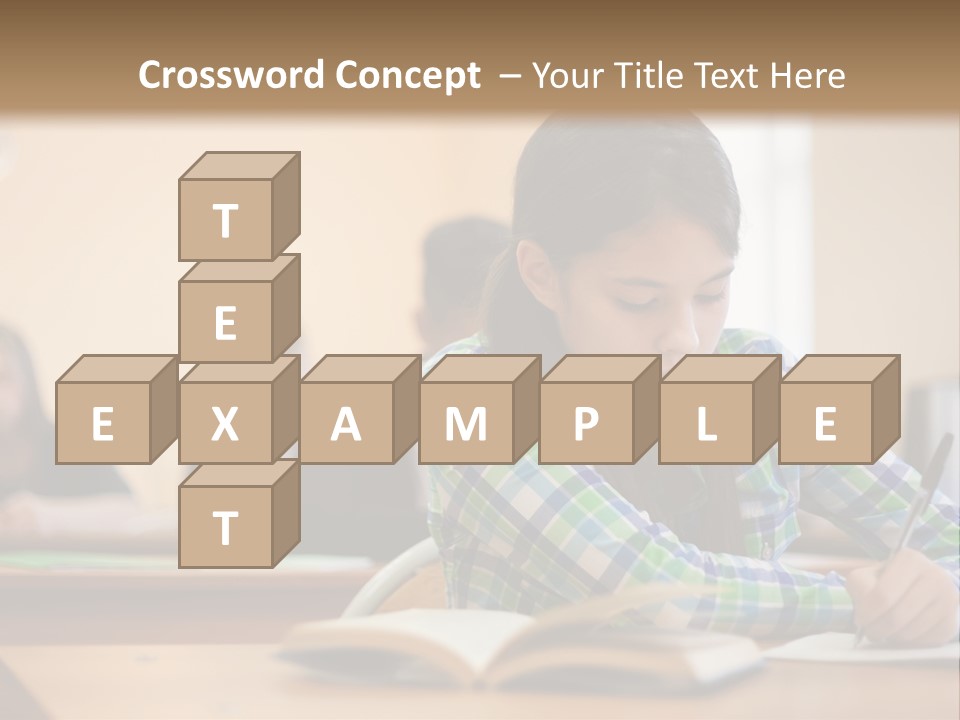 A Young Girl Sitting At A Desk With A Book In Front Of Her PowerPoint Template