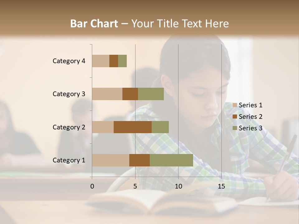 A Young Girl Sitting At A Desk With A Book In Front Of Her PowerPoint Template