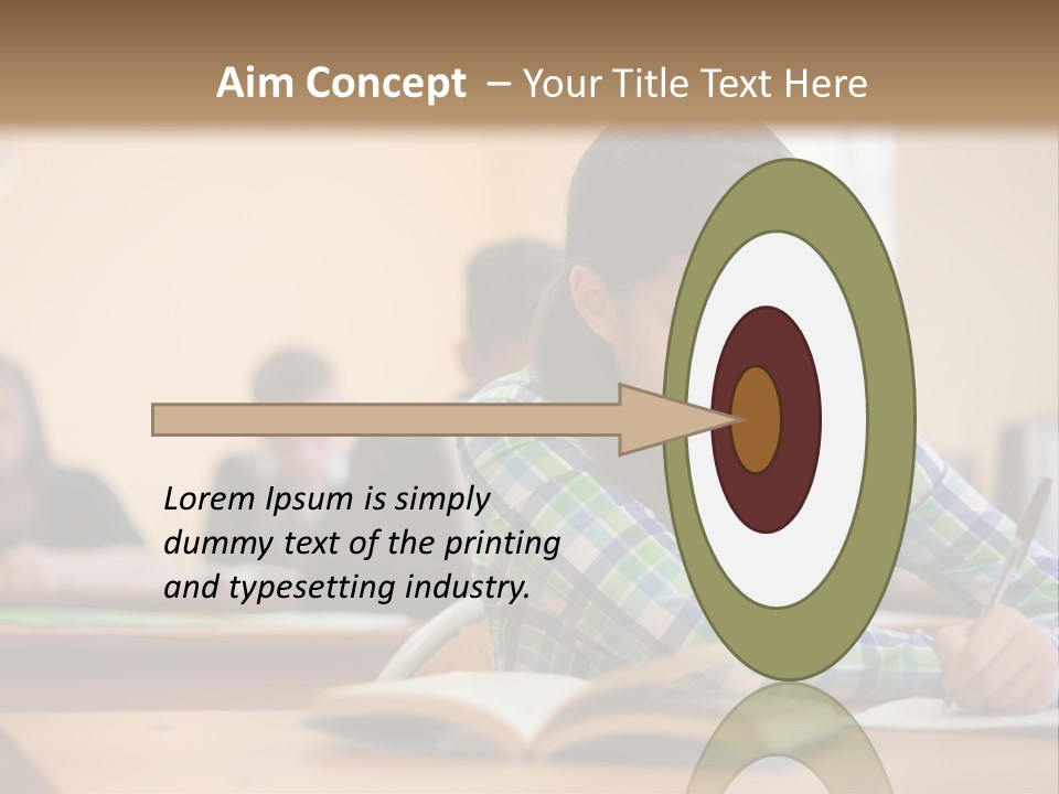 A Young Girl Sitting At A Desk With A Book In Front Of Her PowerPoint Template