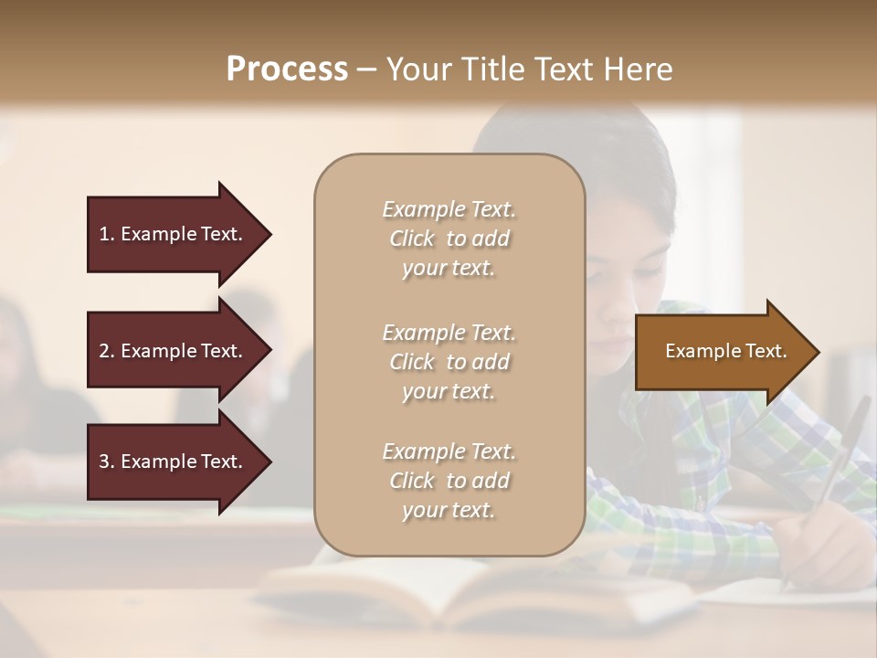 A Young Girl Sitting At A Desk With A Book In Front Of Her PowerPoint Template