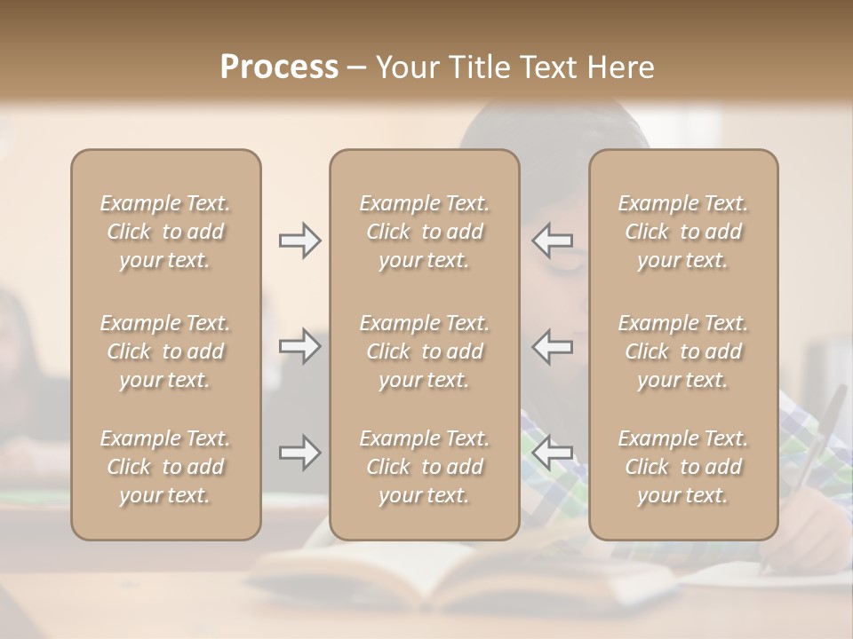 A Young Girl Sitting At A Desk With A Book In Front Of Her PowerPoint Template