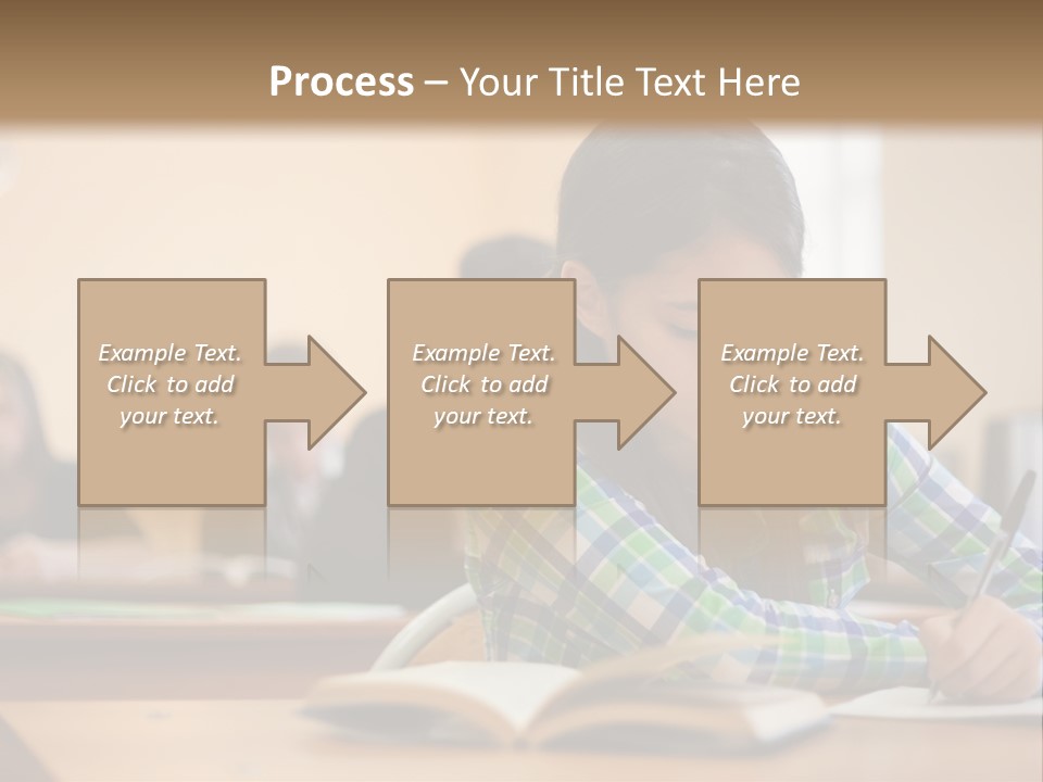 A Young Girl Sitting At A Desk With A Book In Front Of Her PowerPoint Template