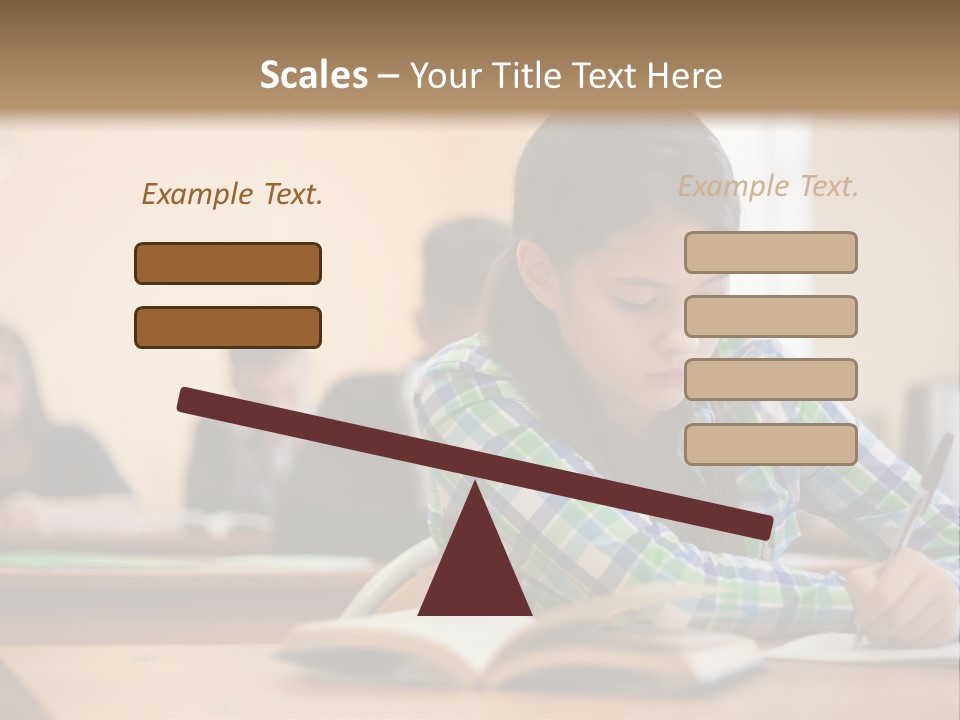 A Young Girl Sitting At A Desk With A Book In Front Of Her PowerPoint Template