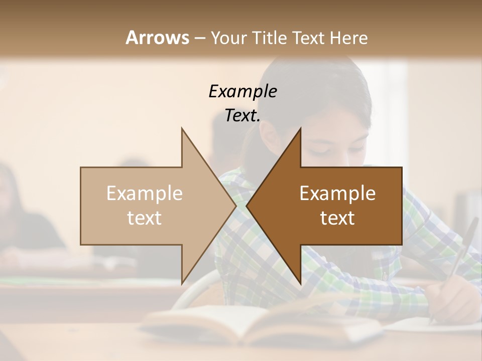 A Young Girl Sitting At A Desk With A Book In Front Of Her PowerPoint Template