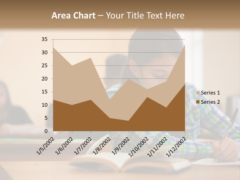 A Young Girl Sitting At A Desk With A Book In Front Of Her PowerPoint Template