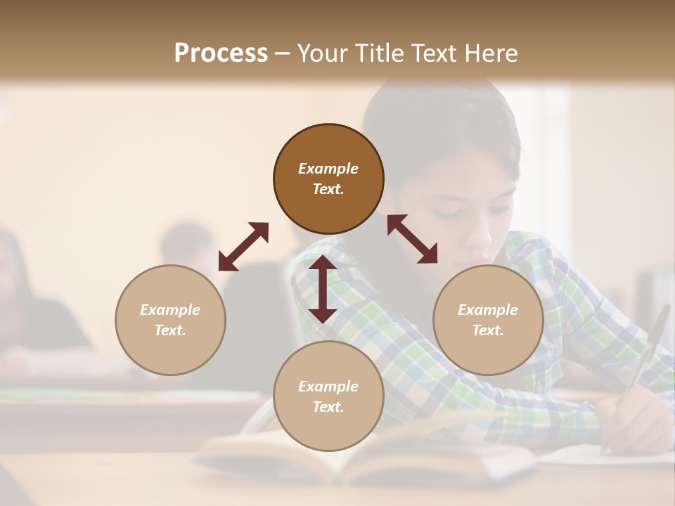 A Young Girl Sitting At A Desk With A Book In Front Of Her PowerPoint Template