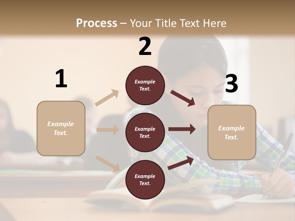 A Young Girl Sitting At A Desk With A Book In Front Of Her PowerPoint Template