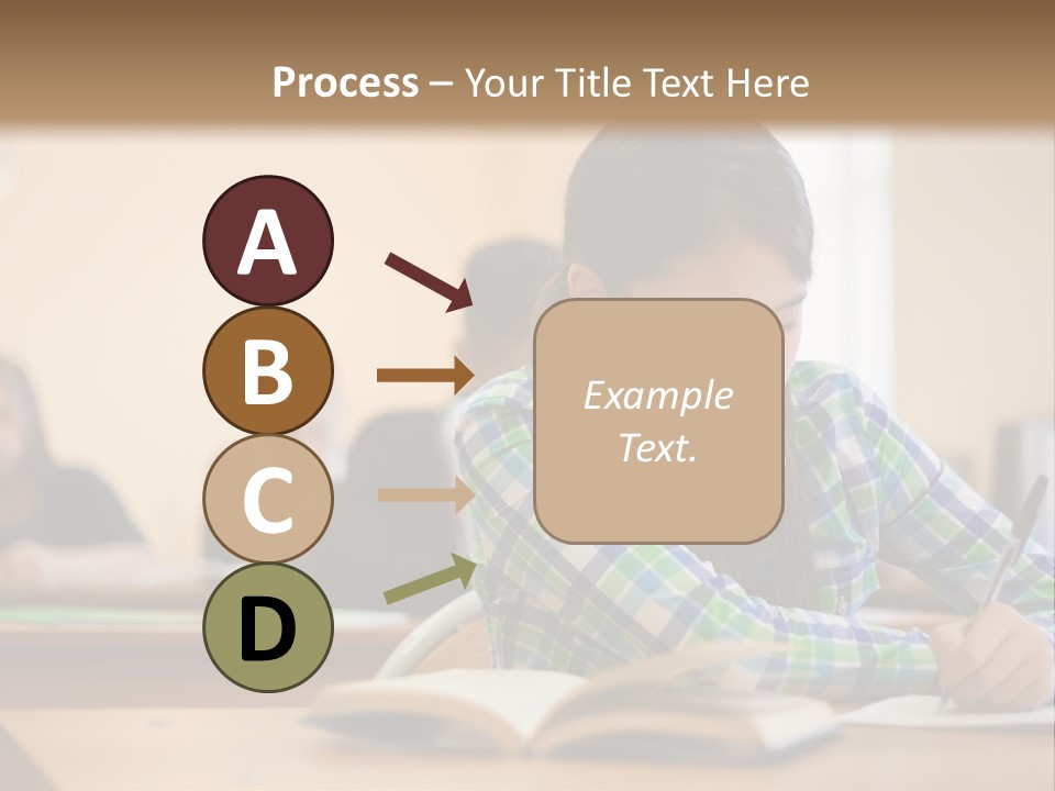 A Young Girl Sitting At A Desk With A Book In Front Of Her PowerPoint Template