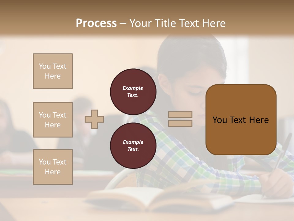 A Young Girl Sitting At A Desk With A Book In Front Of Her PowerPoint Template