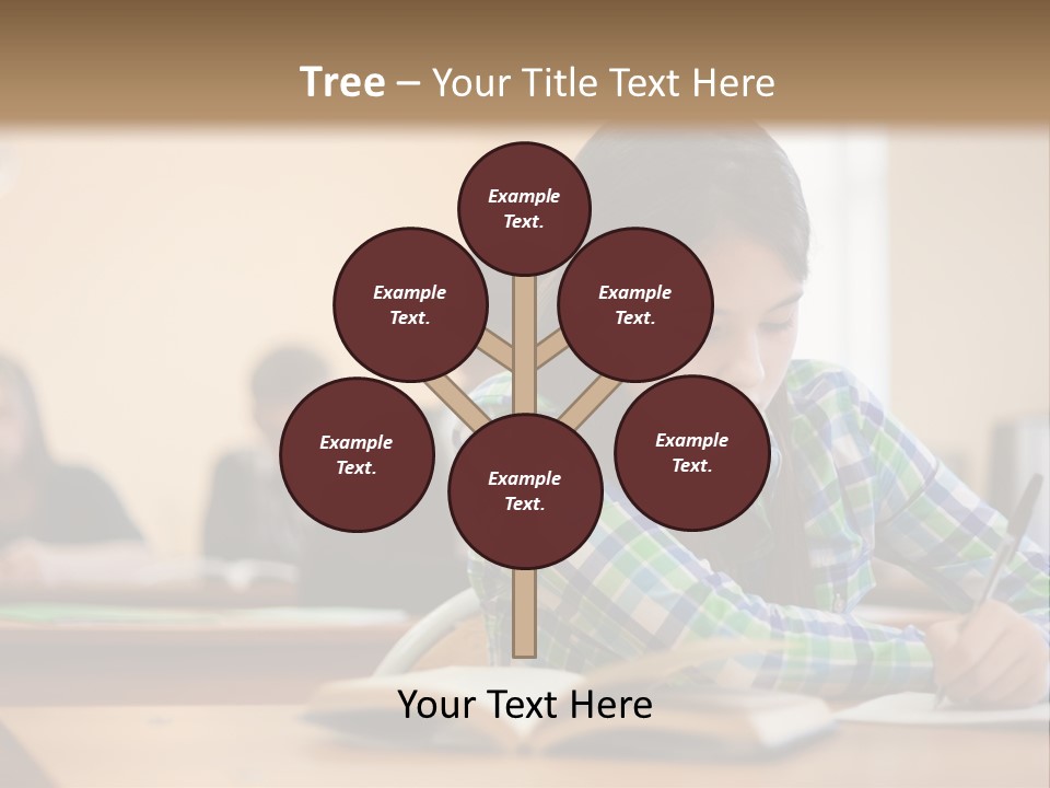 A Young Girl Sitting At A Desk With A Book In Front Of Her PowerPoint Template