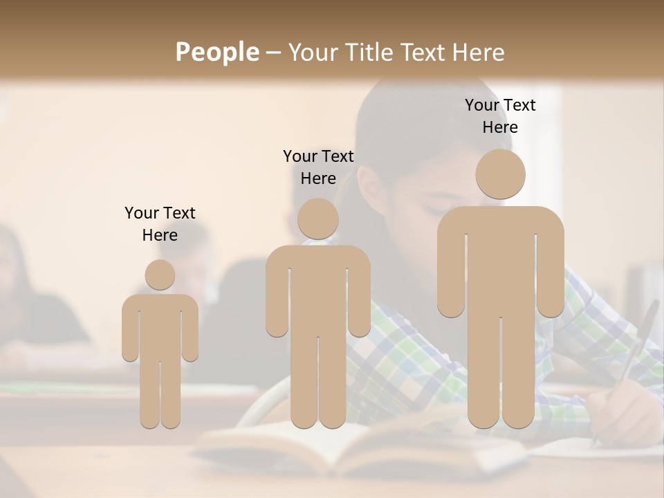 A Young Girl Sitting At A Desk With A Book In Front Of Her PowerPoint Template