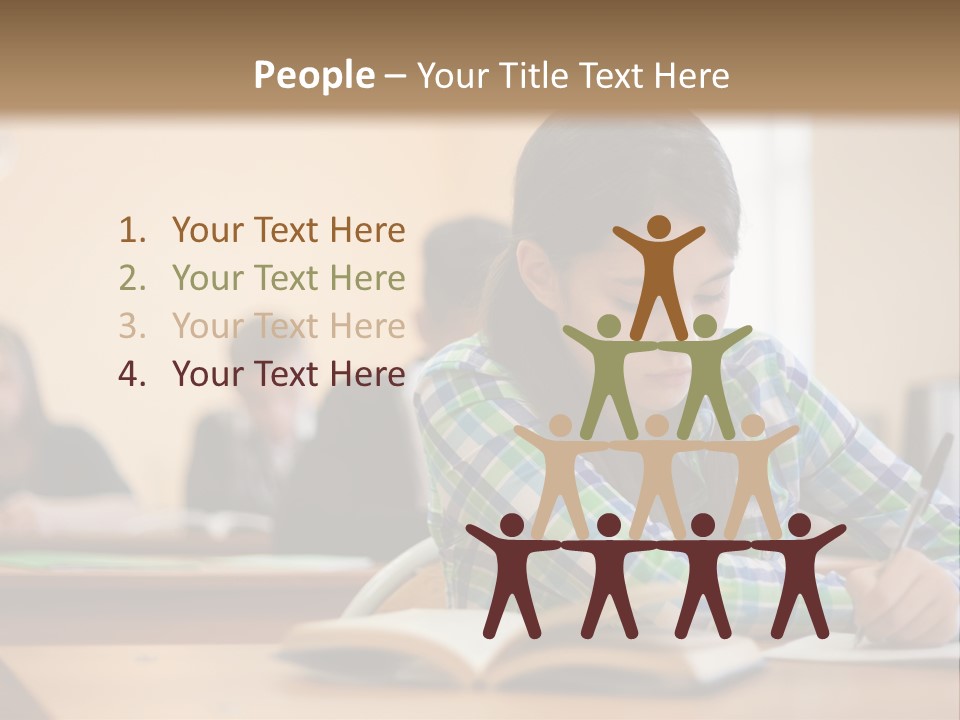 A Young Girl Sitting At A Desk With A Book In Front Of Her PowerPoint Template