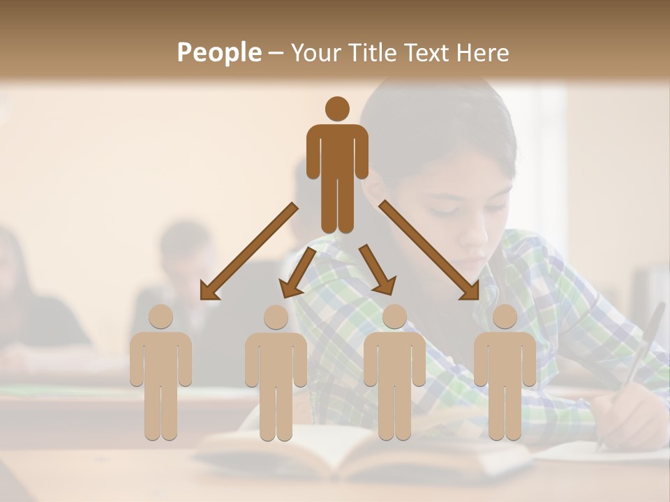 A Young Girl Sitting At A Desk With A Book In Front Of Her PowerPoint Template