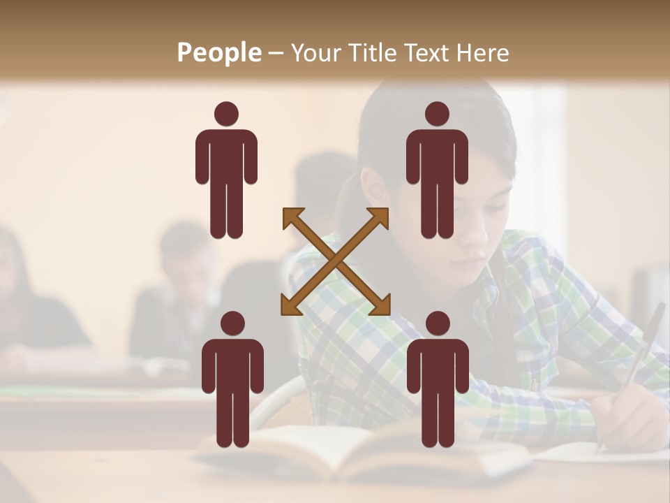 A Young Girl Sitting At A Desk With A Book In Front Of Her PowerPoint Template