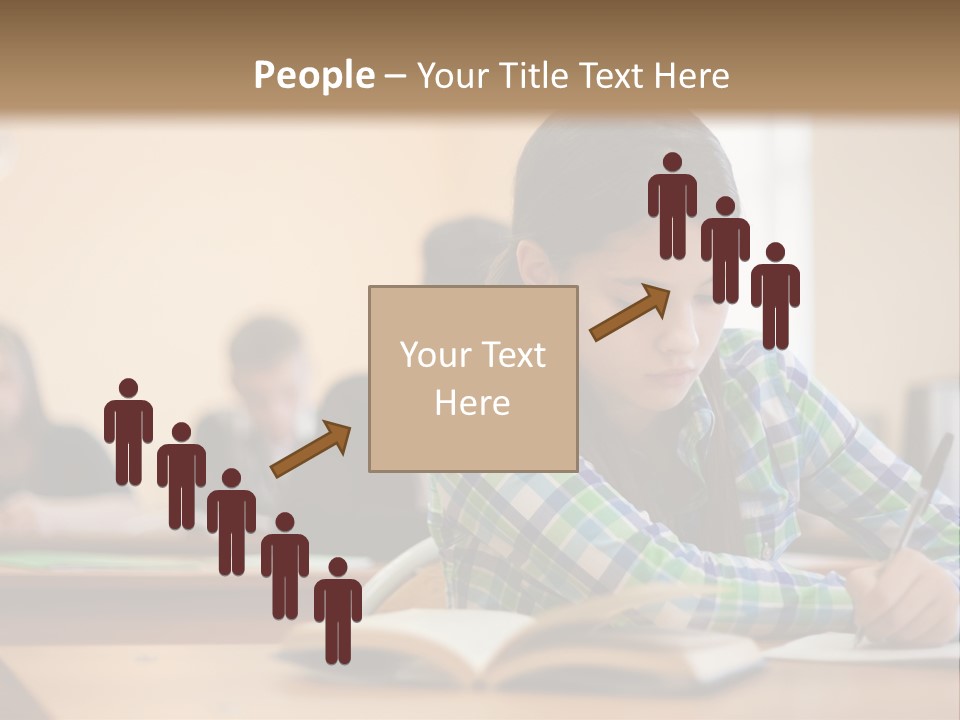 A Young Girl Sitting At A Desk With A Book In Front Of Her PowerPoint Template