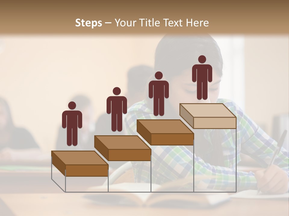 A Young Girl Sitting At A Desk With A Book In Front Of Her PowerPoint Template