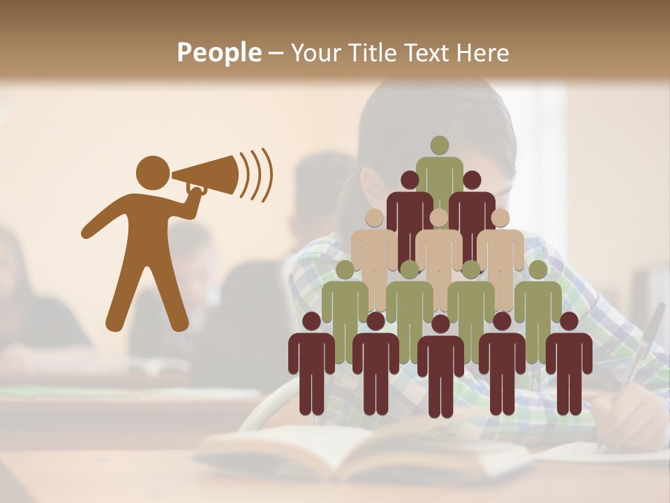 A Young Girl Sitting At A Desk With A Book In Front Of Her PowerPoint Template