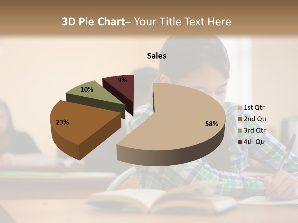 A Young Girl Sitting At A Desk With A Book In Front Of Her PowerPoint Template