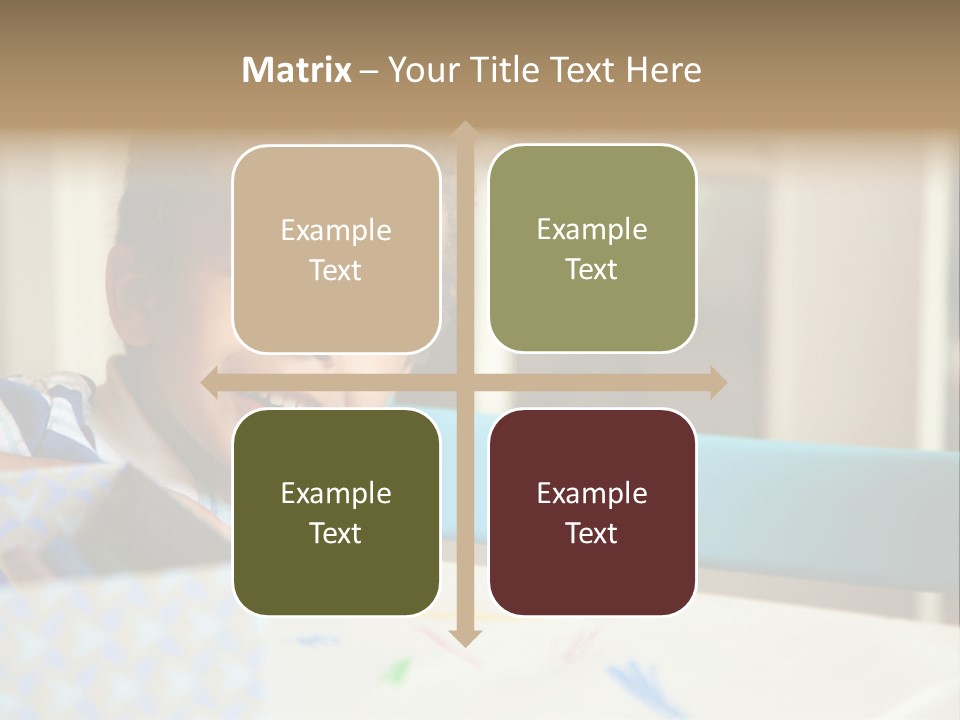 A Young Boy Sitting At A Table With A Blue Chair PowerPoint Template