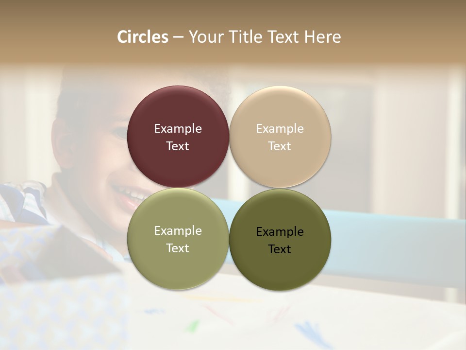 A Young Boy Sitting At A Table With A Blue Chair PowerPoint Template