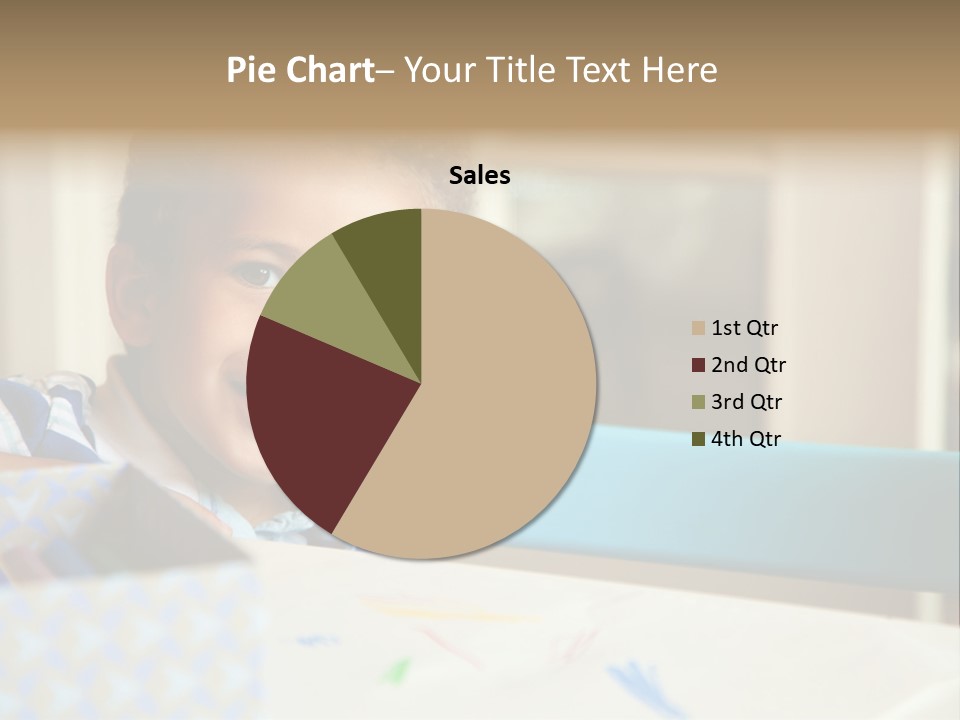 A Young Boy Sitting At A Table With A Blue Chair PowerPoint Template