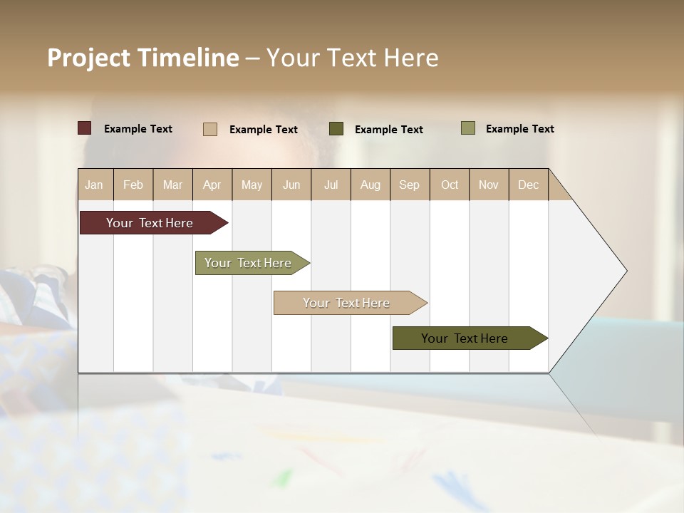 A Young Boy Sitting At A Table With A Blue Chair PowerPoint Template