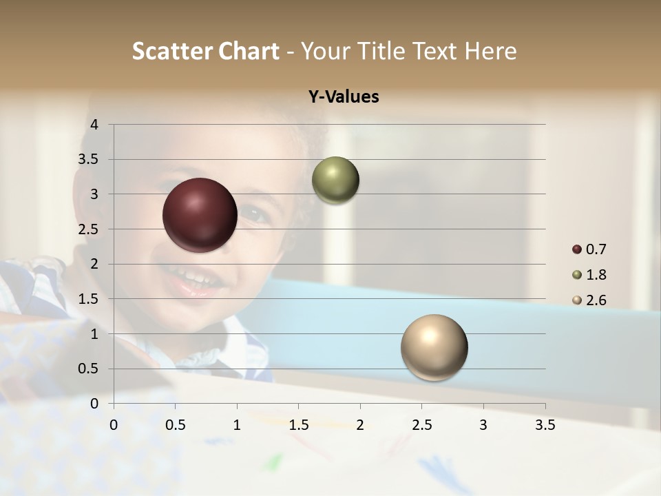 A Young Boy Sitting At A Table With A Blue Chair PowerPoint Template