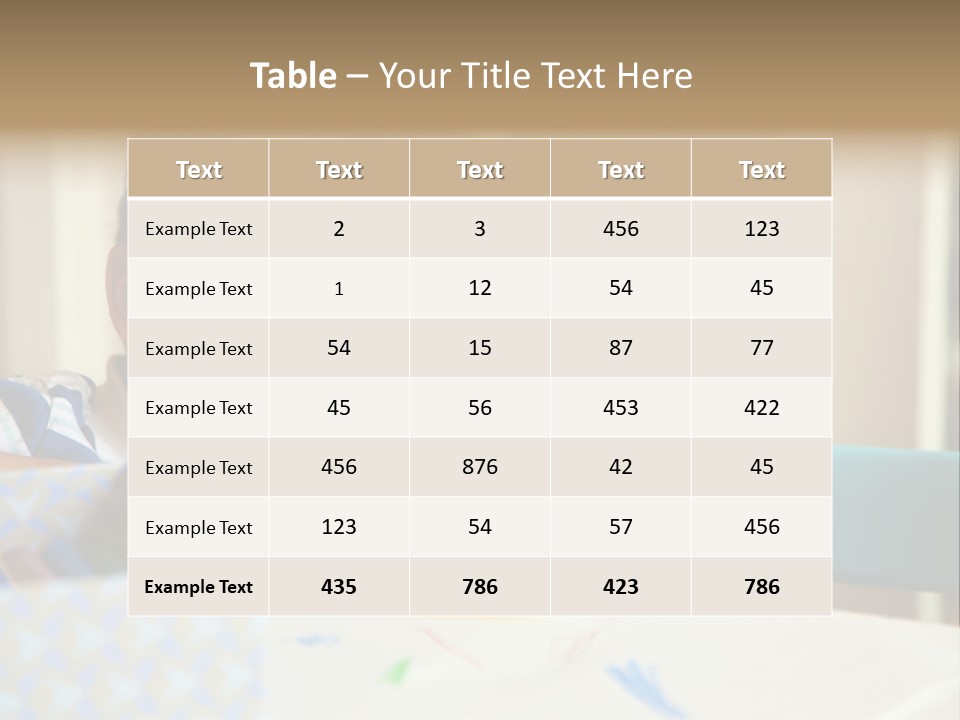 A Young Boy Sitting At A Table With A Blue Chair PowerPoint Template