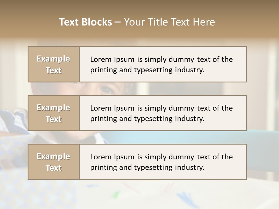 A Young Boy Sitting At A Table With A Blue Chair PowerPoint Template