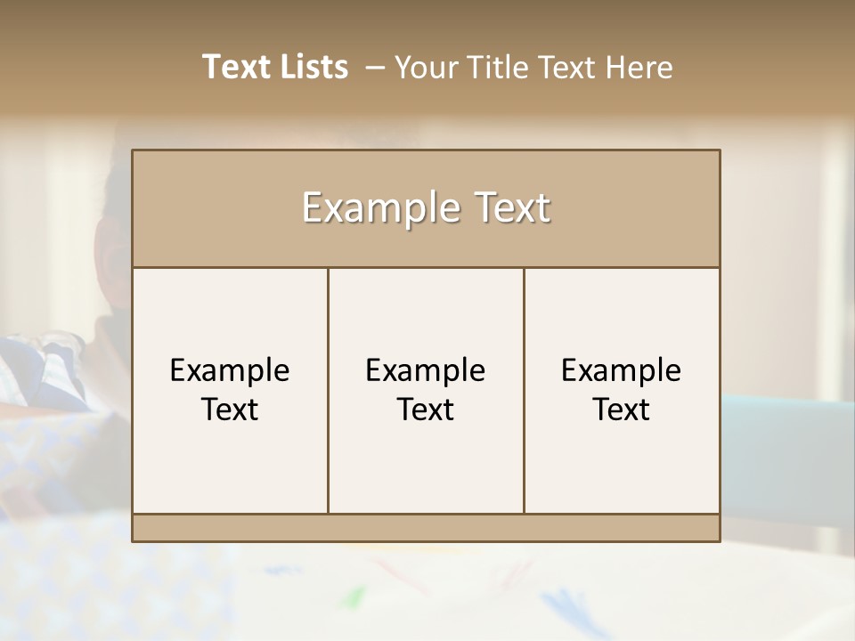 A Young Boy Sitting At A Table With A Blue Chair PowerPoint Template