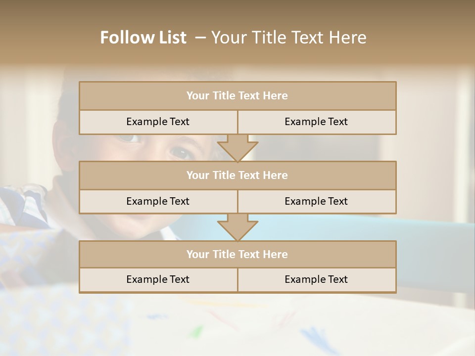 A Young Boy Sitting At A Table With A Blue Chair PowerPoint Template