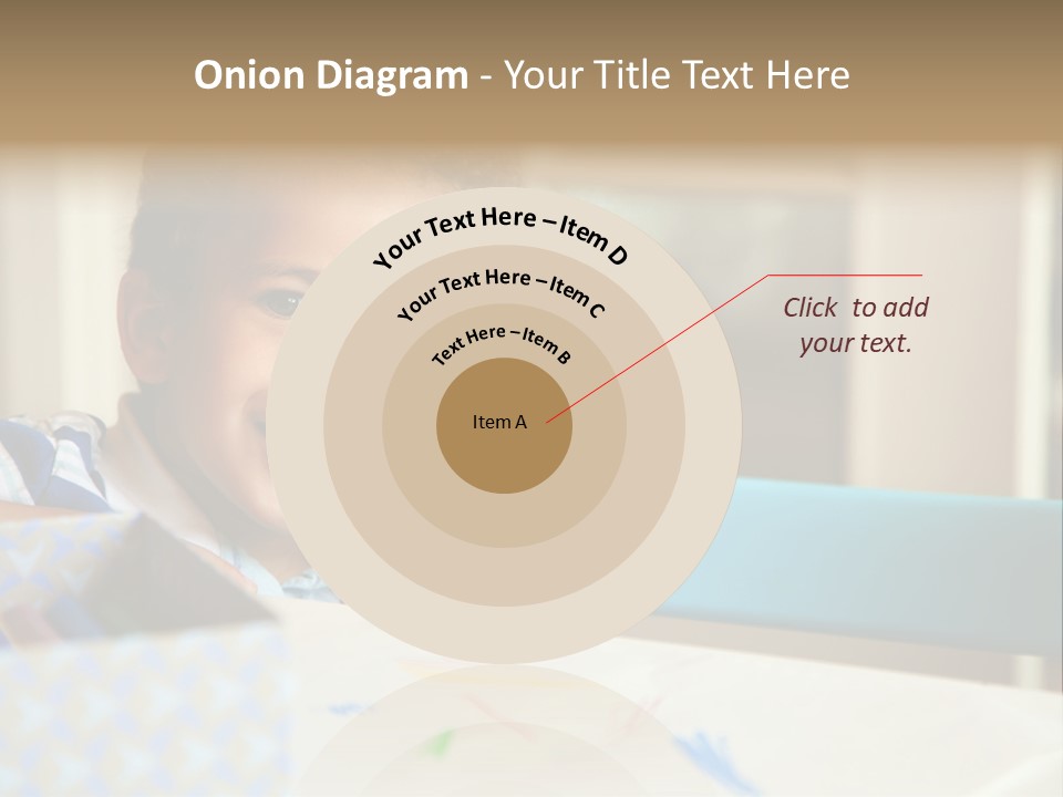 A Young Boy Sitting At A Table With A Blue Chair PowerPoint Template